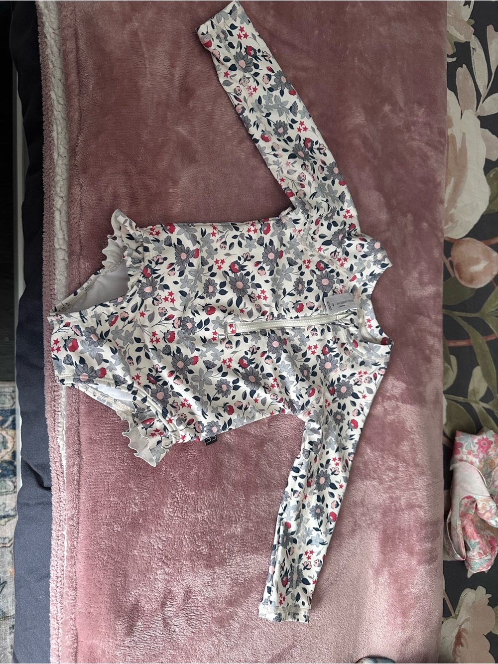 Gerber White Floral Long-Sleeve Kids Swim Bikini